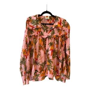 EUC Farm Rio Pink Mango Trees Blouse
